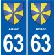 63 Arlanc  blason autocollant plaque stickers ville