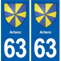 63 Arlanc  blason autocollant plaque stickers ville