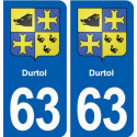 63 Durtol blason autocollant plaque stickers ville