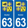 63 Durtol blason autocollant plaque stickers ville