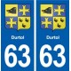 63 Durtol blason autocollant plaque stickers ville
