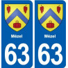 63 Mézel blason autocollant plaque stickers ville