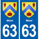 63 Mézel blason autocollant plaque stickers ville
