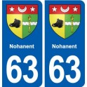 63 Nohanent blason autocollant plaque stickers ville