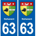 63 Nohanent blason autocollant plaque stickers ville