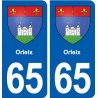65 Orleix blason autocollant plaque stickers ville