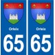 65 Orleix blason autocollant plaque stickers ville