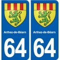 64 Arthez-de-Béarn blason autocollant plaque stickers ville
