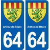 64 Arthez-de-Béarn blason autocollant plaque stickers ville