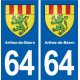 64 Arthez-de-Béarn blason autocollant plaque stickers ville
