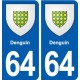 64 Denguin blason autocollant plaque stickers ville