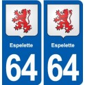 64 Espelette blason autocollant plaque stickers ville