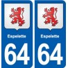 64 Espelette blason autocollant plaque stickers ville