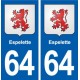 64 Espelette blason autocollant plaque stickers ville
