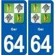 64 Ger blason autocollant plaque stickers ville