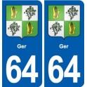 64 Ger blason autocollant plaque stickers ville