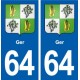 64 Ger blason autocollant plaque stickers ville