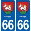 66 Estagel blason autocollant plaque stickers ville