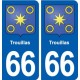 66 Trouillas blason autocollant plaque stickers ville