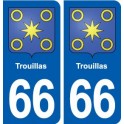 66 Trouillas blason autocollant plaque stickers ville