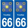 66 Trouillas blason autocollant plaque stickers ville