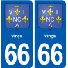 66 Vinça blason autocollant plaque stickers ville