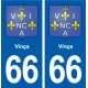 66 Vinça blason autocollant plaque stickers ville