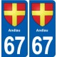 67 Andlau blason autocollant plaque stickers ville