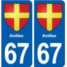 67 Andlau blason autocollant plaque stickers ville