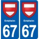 67 Entzheim blason autocollant plaque stickers ville