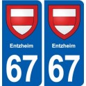 67 Entzheim blason autocollant plaque stickers ville