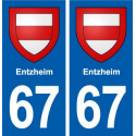 67 Entzheim blason autocollant plaque stickers ville