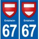 67 Entzheim blason autocollant plaque stickers ville