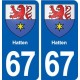 67 Hatten blason autocollant plaque stickers ville