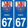 67 Hatten blason autocollant plaque stickers ville