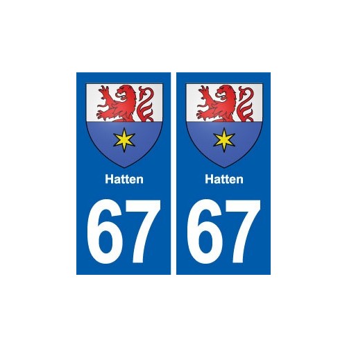 67 Hatten blason autocollant plaque stickers ville