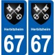 67 Herbitzheim blason autocollant plaque stickers ville