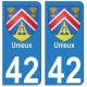 42 Unieux autocollant plaque blason armoiries stickers département