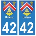 42 Unieux autocollant plaque blason armoiries stickers département