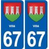 67 Villé blason autocollant plaque stickers ville