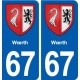 67 Wœrth blason autocollant plaque stickers ville