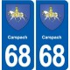68 Carspach blason autocollant plaque stickers ville