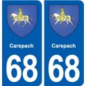 68 Carspach blason autocollant plaque stickers ville