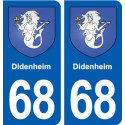 68 Didenheim blason autocollant plaque stickers ville