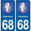 68 Didenheim blason autocollant plaque stickers ville