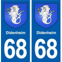 68 Didenheim blason autocollant plaque stickers ville