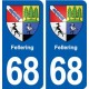 68 Fellering blason autocollant plaque stickers ville