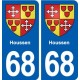 68 Houssen blason autocollant plaque stickers ville