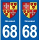 68 Houssen blason autocollant plaque stickers ville