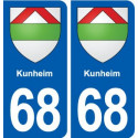68 Kunheim blason autocollant plaque stickers ville